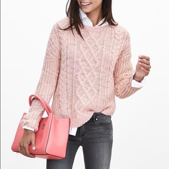 Banana Republic Sweaters - Banana Republic Pink Cable Knit Sweater Chunky